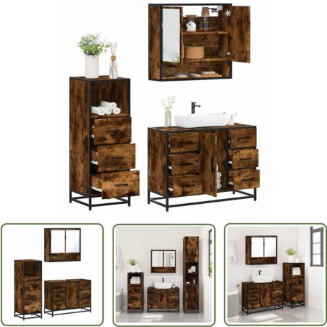 vidaXL Ensemble de meubles de salle de bain 3 pcs Chêne fumé