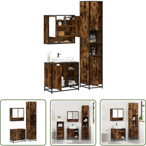 vidaXL Ensemble de meubles de salle de bain 3 pcs Chêne fumé