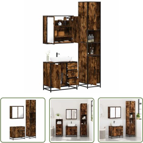 vidaXL Ensemble de meubles de salle de bain 3 pcs Chêne fumé