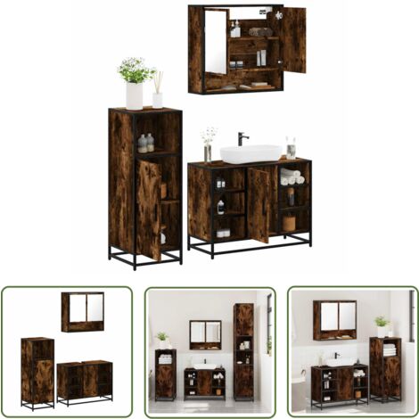 vidaXL Ensemble de meubles de salle de bain 3 pcs Chêne fumé