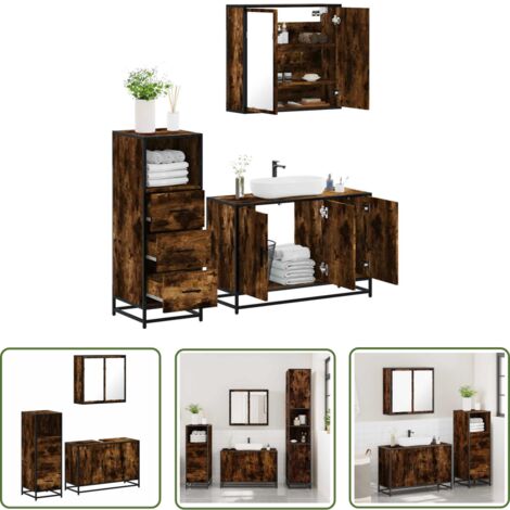 vidaXL Ensemble de meubles de salle de bain 3 pcs Chêne fumé