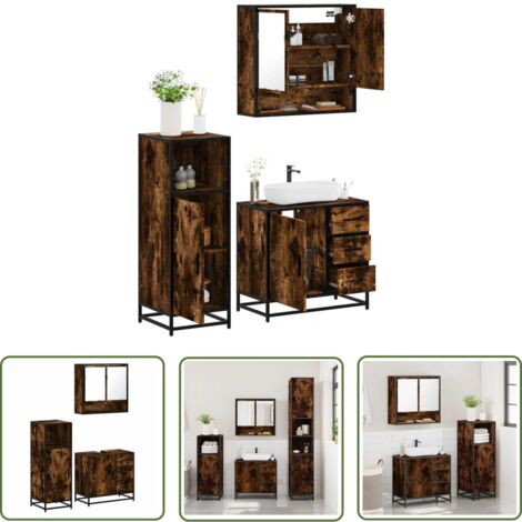 vidaXL Ensemble de meubles de salle de bain 3 pcs Chêne fumé