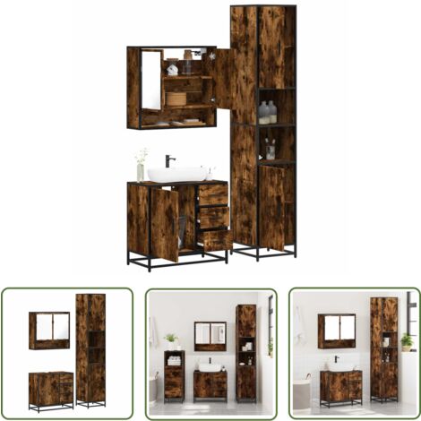 vidaXL Ensemble de meubles de salle de bain 3 pcs Chêne fumé