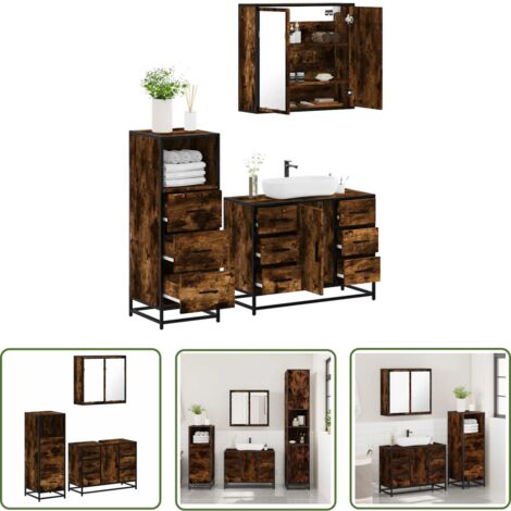 vidaXL Ensemble de meubles de salle de bain 3 pcs Chêne fumé