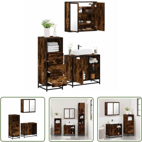 vidaXL Ensemble de meubles de salle de bain 3 pcs Chêne fumé