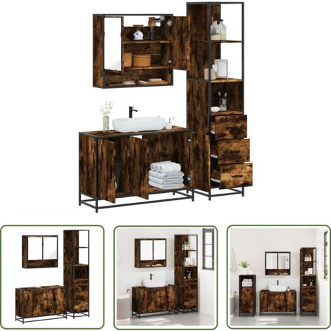 vidaXL Ensemble de meubles de salle de bain 3 pcs Chêne fumé