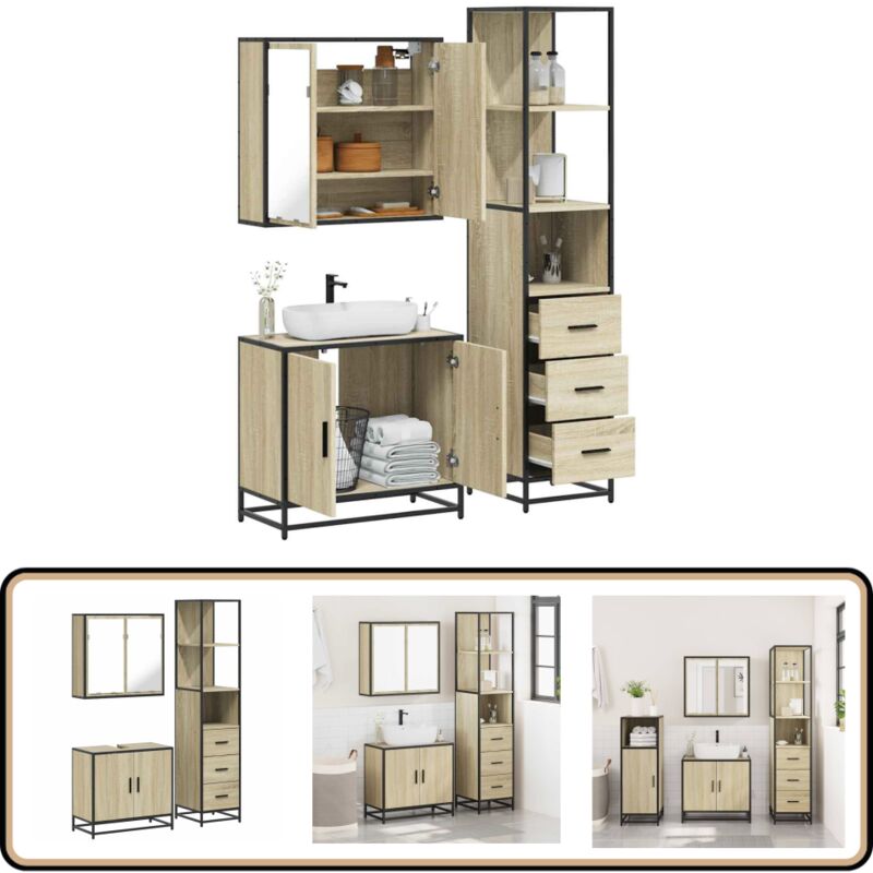 Vidaxl - Ensemble de meubles de salle de bain 3 pcs chêne sonoma
