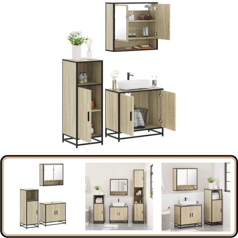 Vidaxl - Ensemble de meubles de salle de bain 3 pcs chêne sonoma