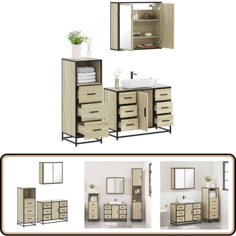 vidaXL Ensemble de meubles de salle de bain 3 pcs chêne sonoma