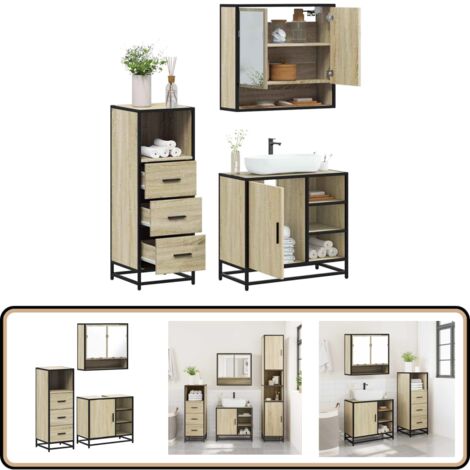 vidaXL Ensemble de meubles de salle de bain 3 pcs chêne sonoma