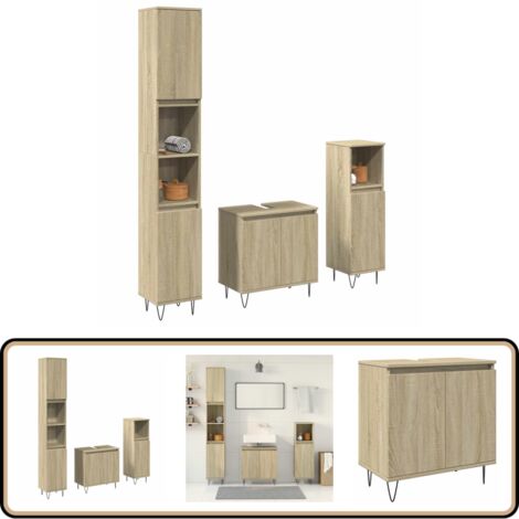 vidaXL Ensemble de meubles de salle de bain 3 pcs chêne sonoma