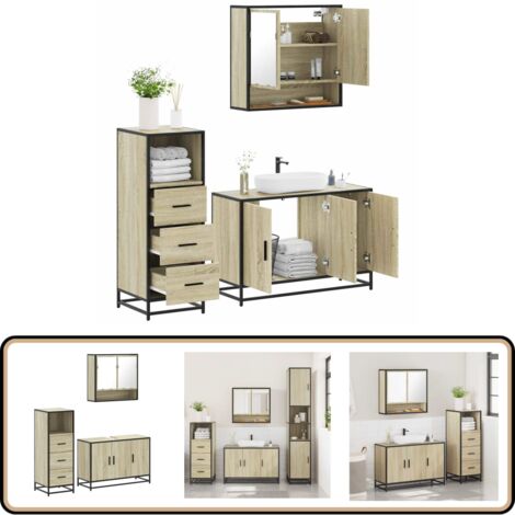 vidaXL Ensemble de meubles de salle de bain 3 pcs chêne sonoma