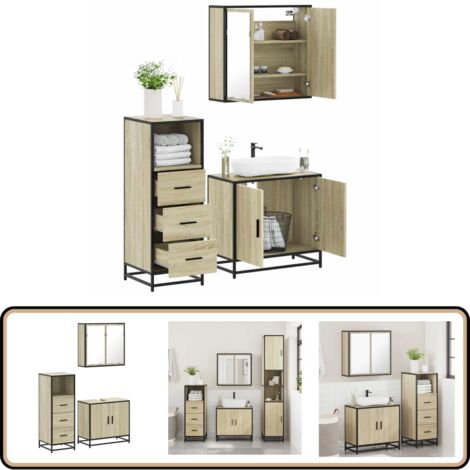 vidaXL Ensemble de meubles de salle de bain 3 pcs chêne sonoma