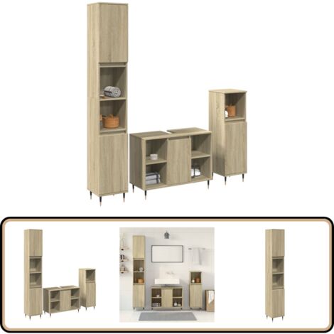 vidaXL Ensemble de meubles de salle de bain 3 pcs chêne sonoma
