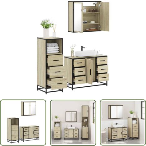 vidaXL Ensemble de meubles de salle de bain 3 pcs chêne sonoma