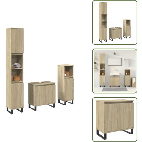 vidaXL Ensemble de meubles de salle de bain 3 pcs chêne sonoma