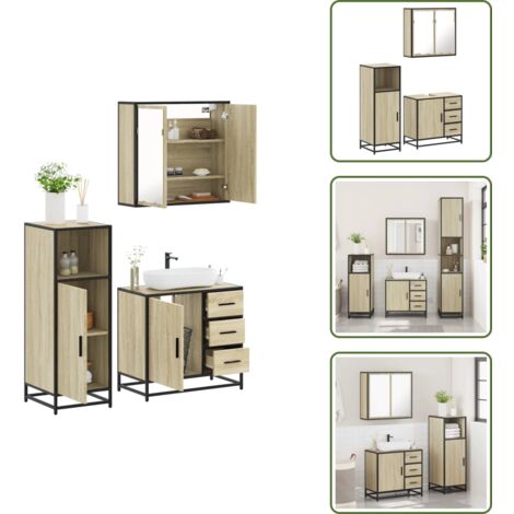 vidaXL Ensemble de meubles de salle de bain 3 pcs chêne sonoma