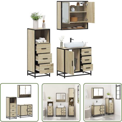 vidaXL Ensemble de meubles de salle de bain 3 pcs chêne sonoma