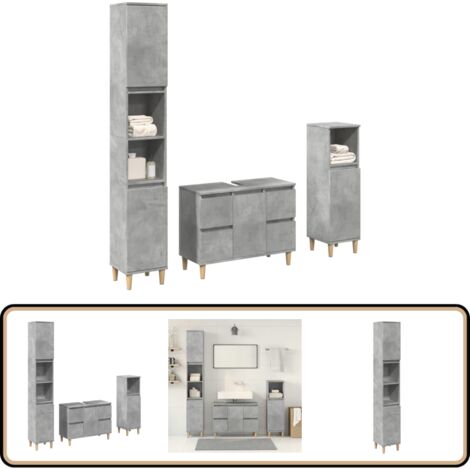 vidaXL Ensemble de meubles de salle de bain 3 pcs gris béton