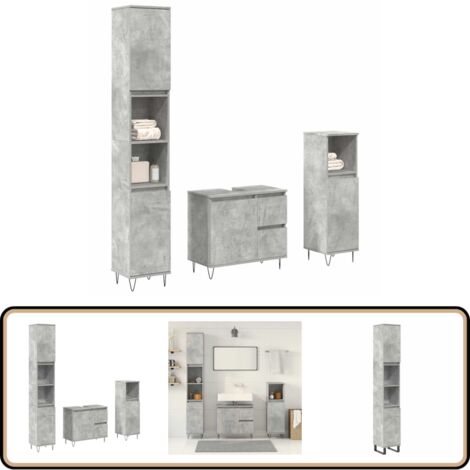 vidaXL Ensemble de meubles de salle de bain 3 pcs gris béton
