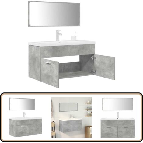 vidaXL Ensemble de meubles de salle de bain 3 pcs gris béton