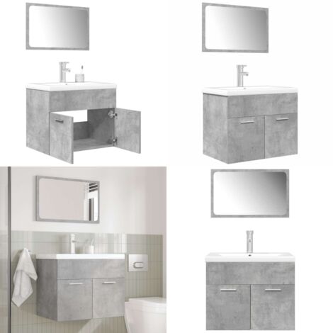 vidaXL Ensemble de meubles de salle de bain 3 pcs gris béton