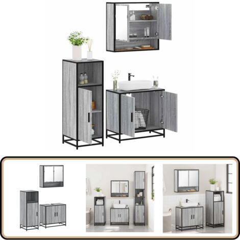 vidaXL Ensemble de meubles de salle de bain 3 pcs Sonoma gris