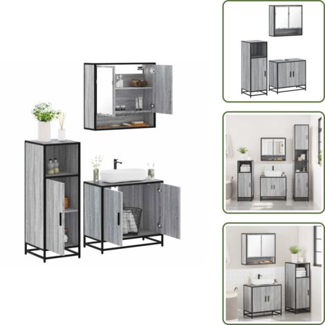 vidaXL Ensemble de meubles de salle de bain 3 pcs Sonoma gris