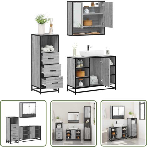 vidaXL Ensemble de meubles de salle de bain 3 pcs Sonoma gris