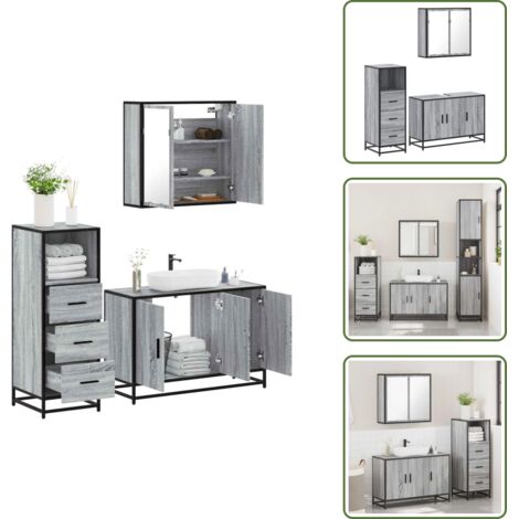vidaXL Ensemble de meubles de salle de bain 3 pcs Sonoma gris