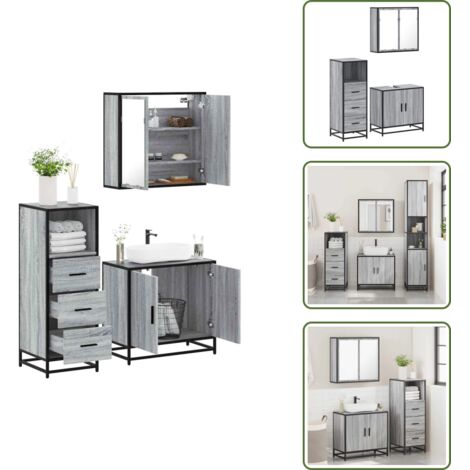 vidaXL Ensemble de meubles de salle de bain 3 pcs Sonoma gris