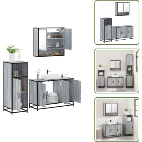 vidaXL Ensemble de meubles de salle de bain 3 pcs Sonoma gris
