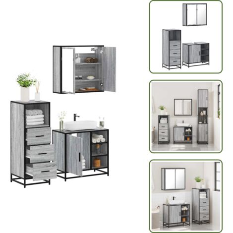 vidaXL Ensemble de meubles de salle de bain 3 pcs Sonoma gris