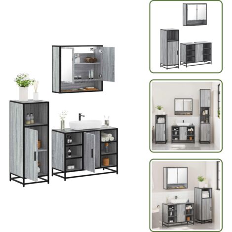 vidaXL Ensemble de meubles de salle de bain 3 pcs Sonoma gris