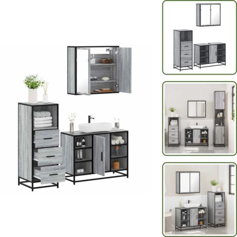 vidaXL Ensemble de meubles de salle de bain 3 pcs Sonoma gris