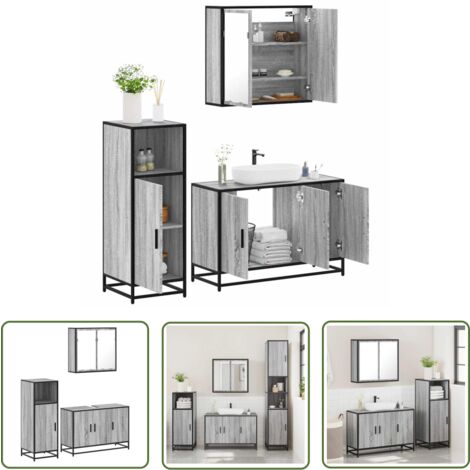 vidaXL Ensemble de meubles de salle de bain 3 pcs Sonoma gris