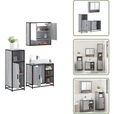 vidaXL Ensemble de meubles de salle de bain 3 pcs Sonoma gris