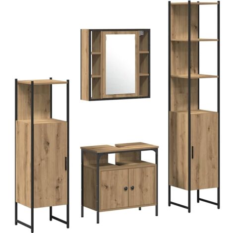 vidaXL Ensemble de Meubles de Salle de Bain 4 pcs chêne artisanal