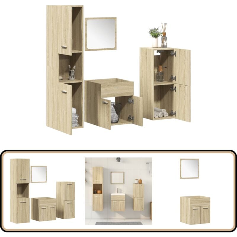 Vidaxl - Ensemble de meubles de salle de bain 4 pcs chêne sonoma