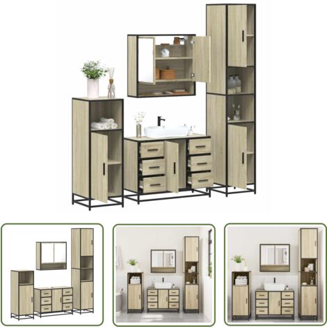 vidaXL Ensemble de meubles de salle de bain 4 pcs chêne sonoma