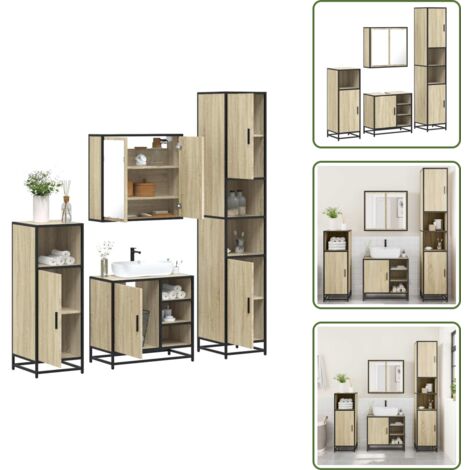 vidaXL Ensemble de meubles de salle de bain 4 pcs chêne sonoma