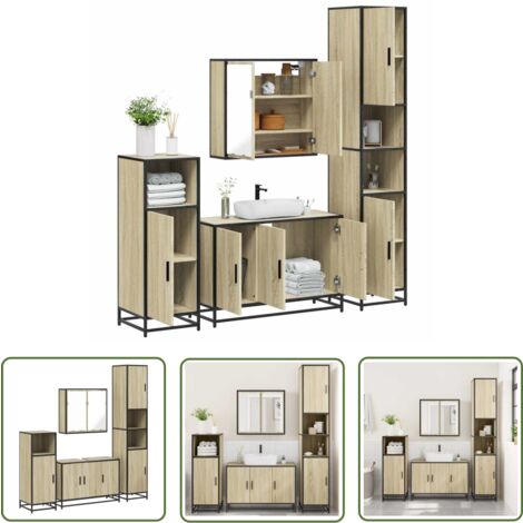 vidaXL Ensemble de meubles de salle de bain 4 pcs chêne sonoma