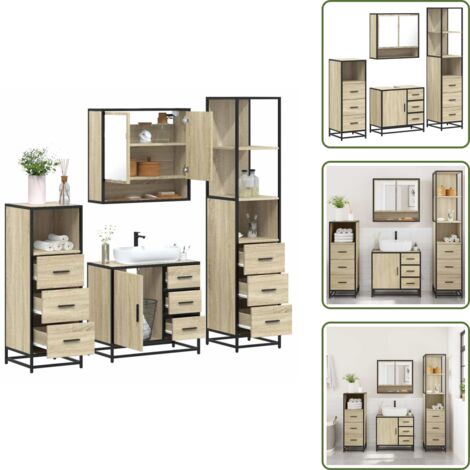 vidaXL Ensemble de meubles de salle de bain 4 pcs chêne sonoma