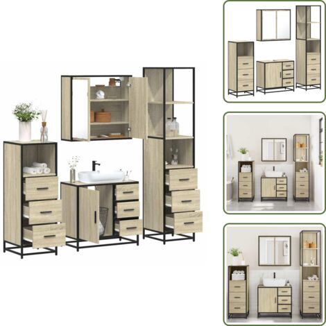 vidaXL Ensemble de meubles de salle de bain 4 pcs chêne sonoma