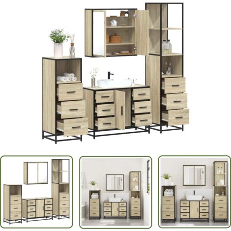 vidaXL Ensemble de meubles de salle de bain 4 pcs chêne sonoma