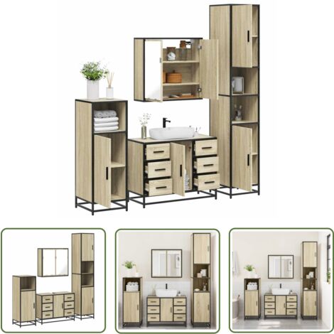 vidaXL Ensemble de meubles de salle de bain 4 pcs chêne sonoma