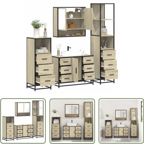vidaXL Ensemble de meubles de salle de bain 4 pcs chêne sonoma