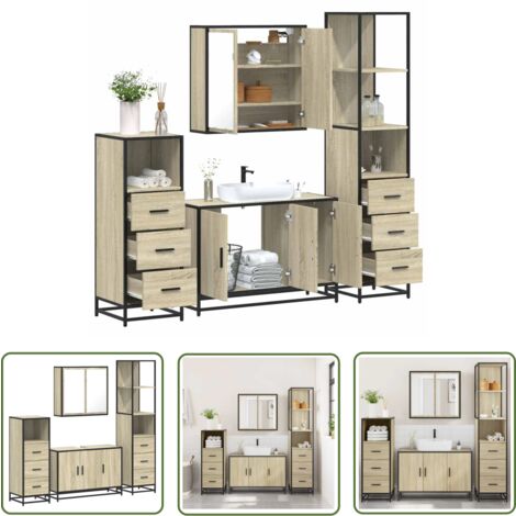 vidaXL Ensemble de meubles de salle de bain 4 pcs chêne sonoma