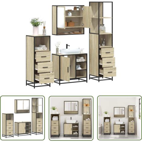 vidaXL Ensemble de meubles de salle de bain 4 pcs chêne sonoma
