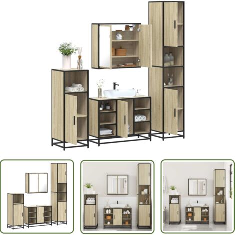 vidaXL Ensemble de meubles de salle de bain 4 pcs chêne sonoma